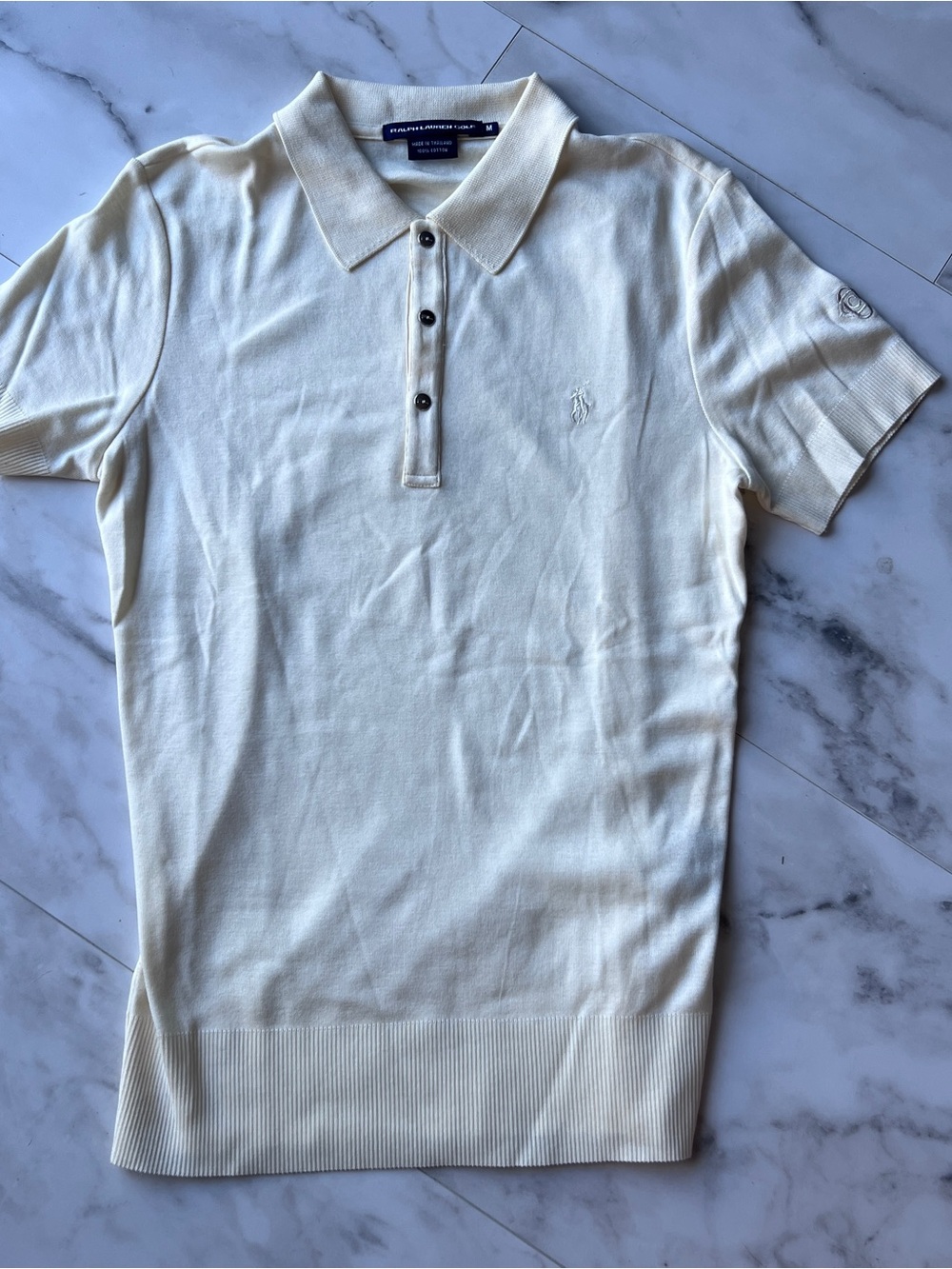 Ralph Lauren Golf Cream Short-Sleeve Polo Shirt Women’s Medium with golf logo